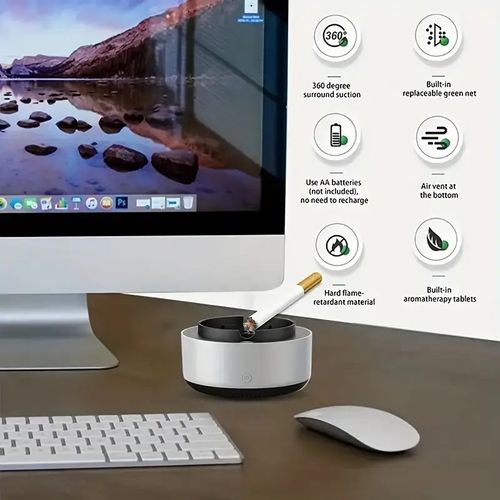 Smart ashtray purification, instantly eliminates secondhand smoke and odor