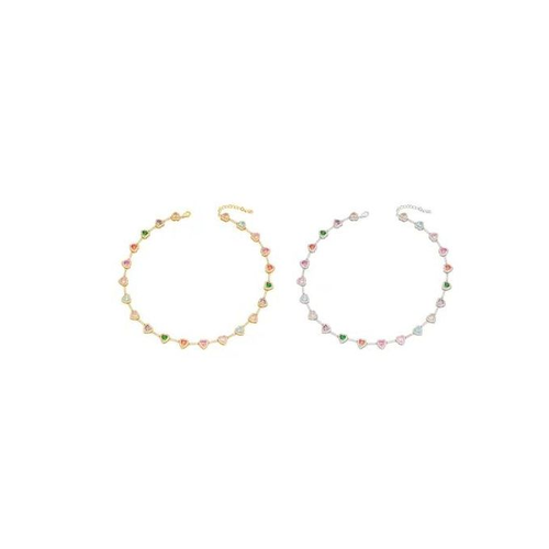 New hot-selling 18k gold-plated non-fading ethnic necklace Ins style heart zircon beaded necklace