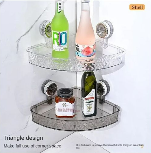 Modern Plastic New Suction Cup Triangle Storage Rack Punch-Free Wall-Mounted Bathroom Toilet Washstand Corner Storage Rack