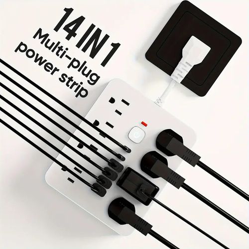 14-in-1 power socket - with overload protection and one-touch control switch