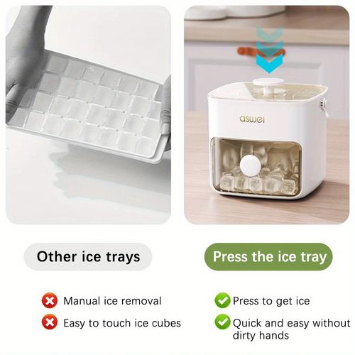 Easy Press Ice Cube Molds - Large Capacity, Double Layer 48 Ice Cubes