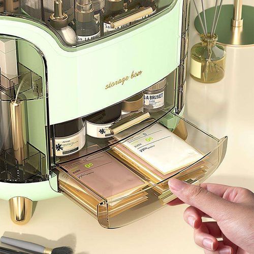 Hot selling makeup box large capacity dustproof cosmetic storage box jewelry skin care display box with drawer