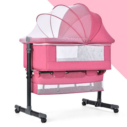 Baby bedside sleeper portable and height and bed legs adjustable baby cradle with mosquito net for newborns