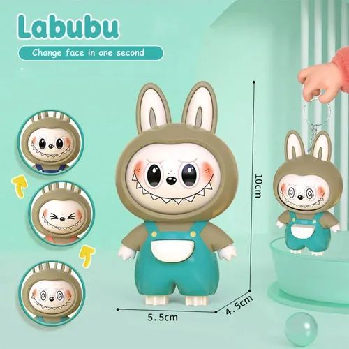 Fahion 2-pack: popular Labubu face-changing keychain doll pendant decompression toy