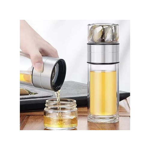 14oz Glass Tea Infuser Bottle and Water Bottle Separation Tea Bottle Mug Cup with Tea Infuser, Infusion Mug