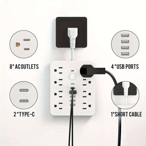 14-in-1 power socket - with overload protection and one-touch control switch
