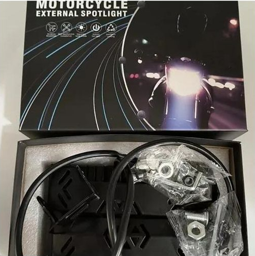 Motorcycle double eye headlight LED yellow and white high and low beam waterproof external electric vehicle headlight