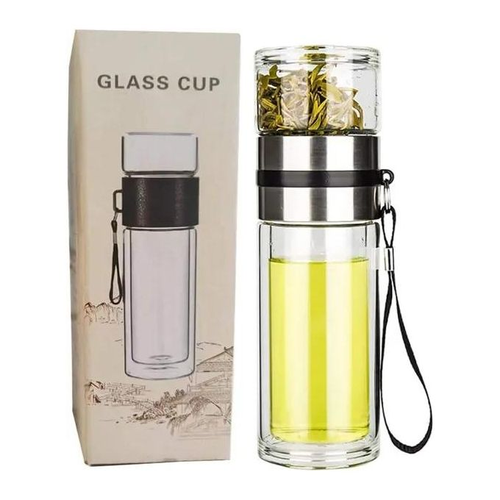 14oz Glass Tea Infuser Bottle and Water Bottle Separation Tea Bottle Mug Cup with Tea Infuser, Infusion Mug