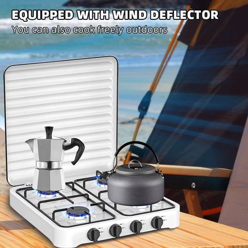 Gas Stove 4 Burner With Enamel Lid - White
