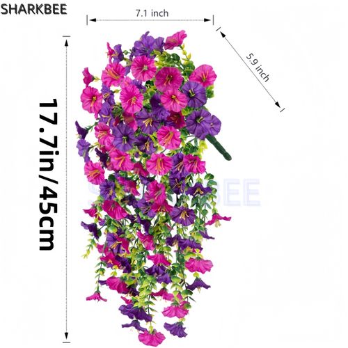 2 Pack of Vibrant and Attractive Artificial Hanging Bouquets - Eucalyptus Leaves and Flowers, Great for Outdoor, Home, Office and Garden Use