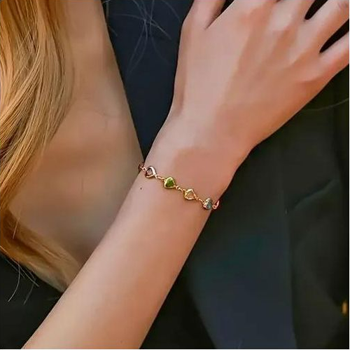 New hot-selling 18k gold-plated non-fading ethnic bracelet Ins style heart zircon beaded bracelet