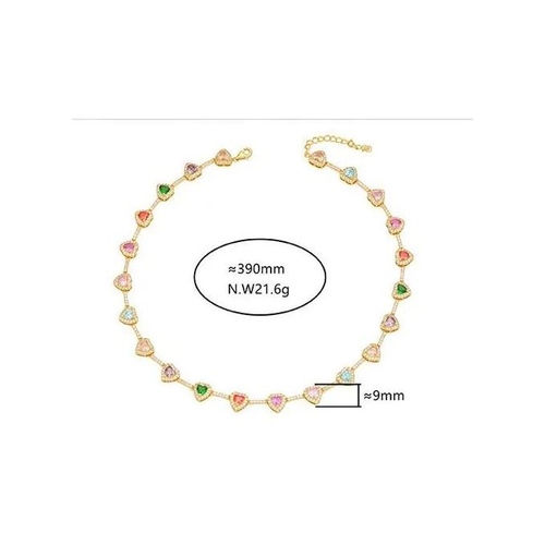 New hot-selling 18k gold-plated non-fading ethnic necklace Ins style heart zircon beaded necklace