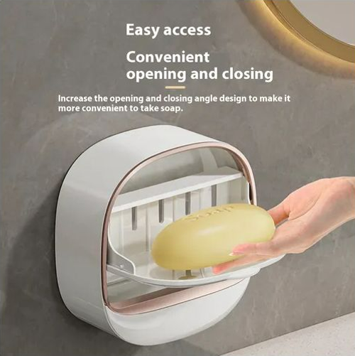 Foldable Soap Rack - 2pcs White & Light Green, Wall-Mounted, Anti-Rust Design, Bathroom Storage