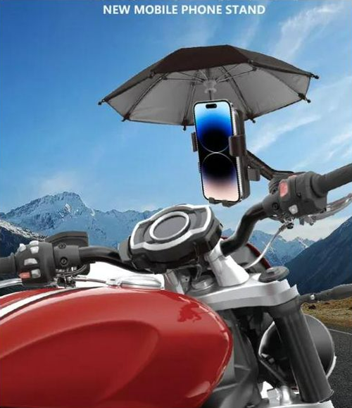 Mini parasol motorcycle phone holder cute bicycle phone holder with parasol
