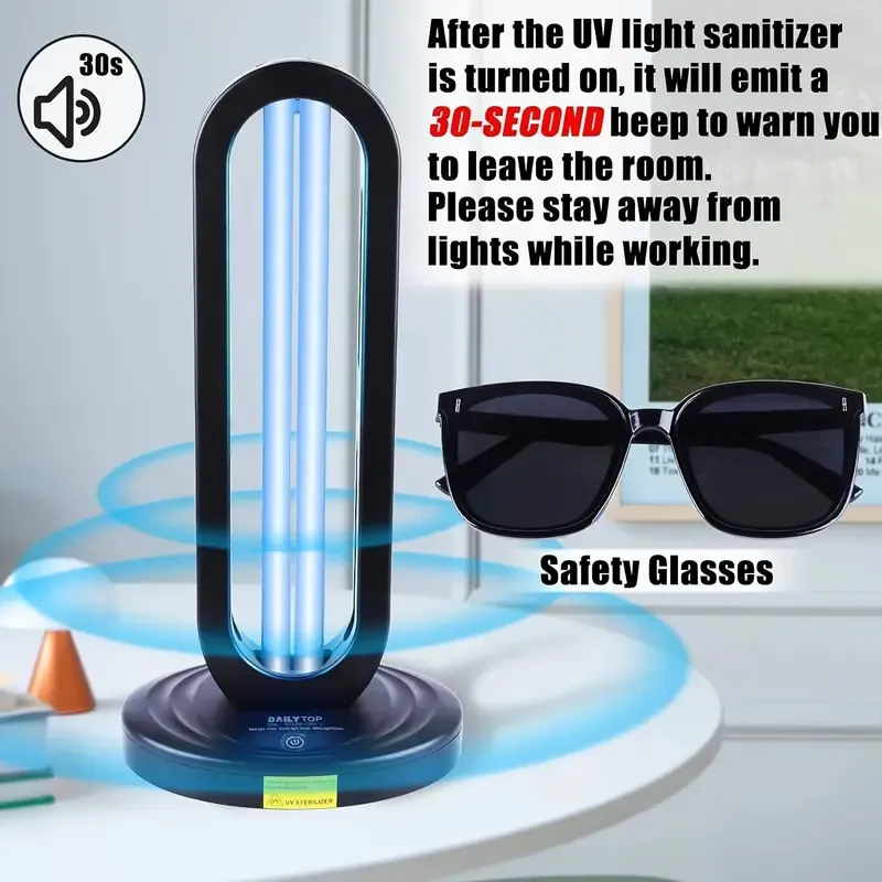 VAYEPRO UV household disinfection equipment, 3-speed timer remote control UV lamp, household 38W UV lamp, suitable for home, kitchen, baby room, office, convenient and efficient, protect family health - with radar