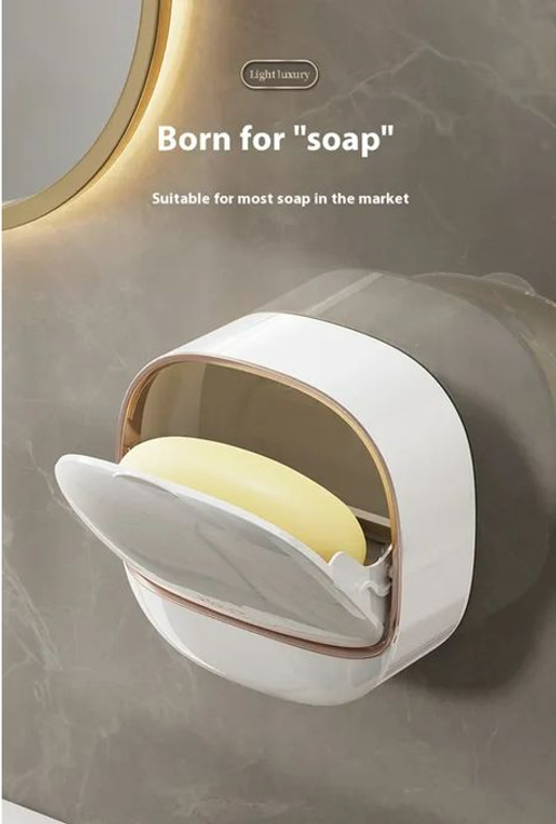 Foldable Soap Rack - 2pcs White & Light Green, Wall-Mounted, Anti-Rust Design, Bathroom Storage