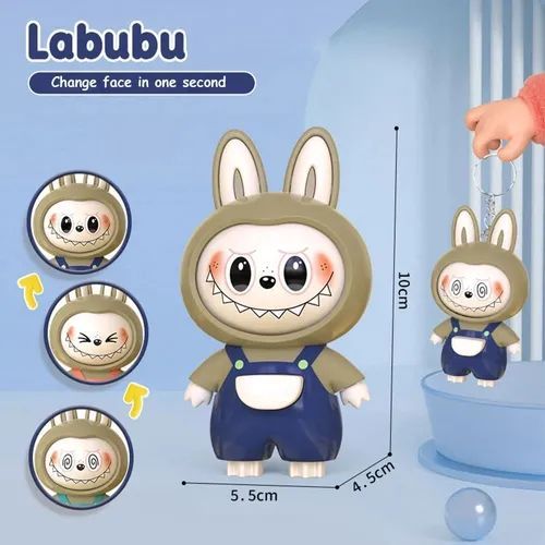 Fahion 2-pack: popular Labubu face-changing keychain doll pendant decompression toy