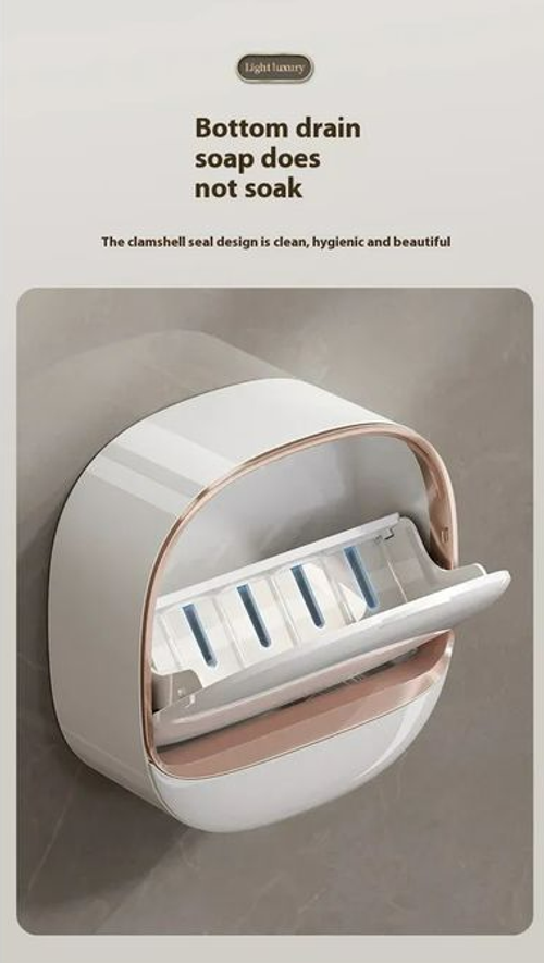 Foldable Soap Rack - 2pcs White & Light Green, Wall-Mounted, Anti-Rust Design, Bathroom Storage