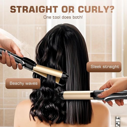 Hair straightener - instant heating, adjustable temp, creates sleek straight hair, salon-quality results at home