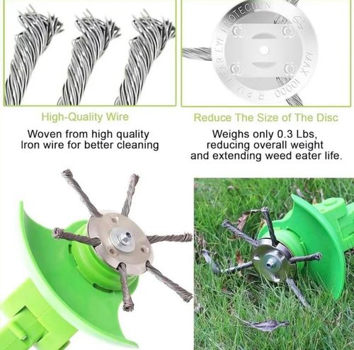 6 Inch Steel Wire Rotary Brush Cutter Trimmer Head, Weed Wacker Replacement Heads, Wired Trimmer Head Replacement For Electric Battery Powered Cordless String Trimmer, Weed Eater,Moss & Rust Removal