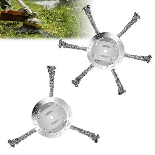 6 Inch Steel Wire Rotary Brush Cutter Trimmer Head, Weed Wacker Replacement Heads, Wired Trimmer Head Replacement For Electric Battery Powered Cordless String Trimmer, Weed Eater,Moss & Rust Removal