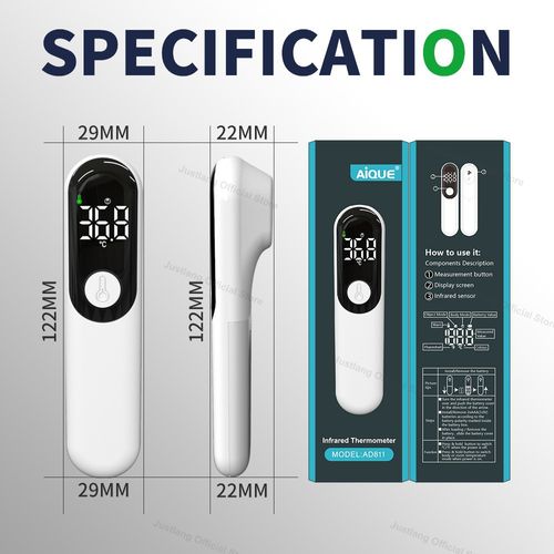 Digital thermometer forehead gun infrared induction 1-second temperature measurement high precision non-contact large screen display one-key operation suitable for home hospital school accurate and convenient to protect health