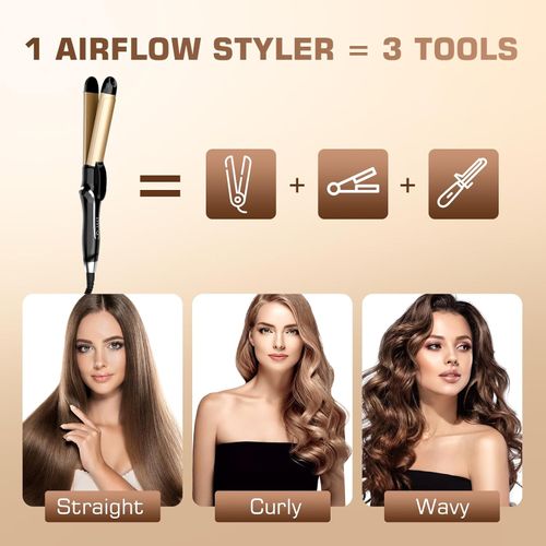 Hair straightener - instant heating, adjustable temp, creates sleek straight hair, salon-quality results at home