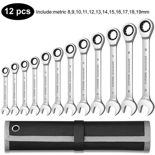10-piece combination wrench set for automotive repair full set of box-end and open-end wrenches double-ended mirror-finish spanner tools