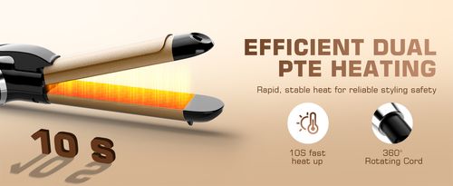 Hair straightener - instant heating, adjustable temp, creates sleek straight hair, salon-quality results at home