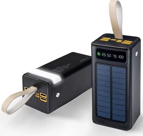 50000mAh 22.5W Solar Fast Charging Power Bank with Built-in Cable and Smart Digital Display
