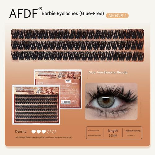 Barbie-style electric eye effect, glue-free false eyelashes, thick and voluminous, segmented design, large capacity.