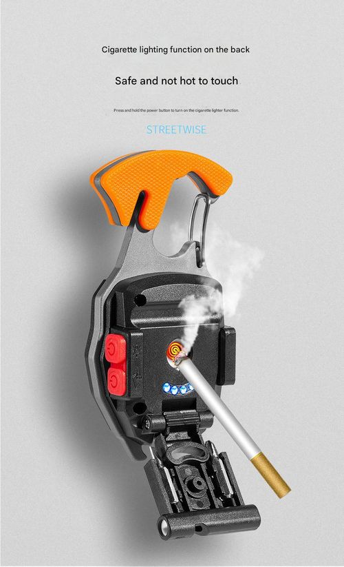 LED mini flashlight multi-functional keychain, rechargeable LED work light, multi-functional flashlight with lighter, screwdriver, magnet, bottle opener, and whistle.