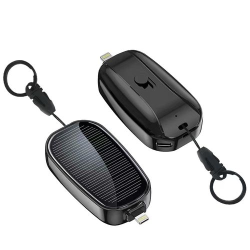 Solar-powered keychain power bank