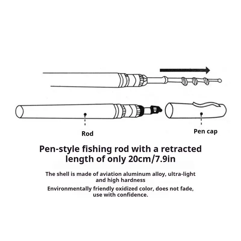 Aluminum Alloy Pocket-Sized Pen Style Fishing Rod - Compact, Portable, and Ultra-Lightweight for Ice Raft, Bridge, and Travel Fishing - Perfect Gift for Fishing Enthusiasts and Beginners