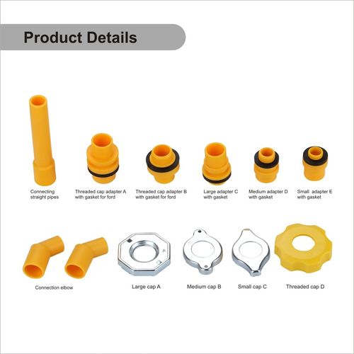 19-piece oil funnel set, automotive oil funnel kit, compatible with various car models.