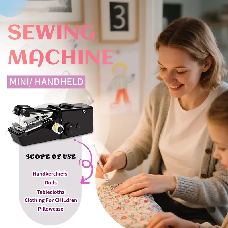 Handheld Sewing Machine Mini Portable Cordless with Accessory Kit for Quick Stitching Easy to Operate for Home Travel and DIY Sewing Machine for Beginners Sewingmachine(Battery not included)
