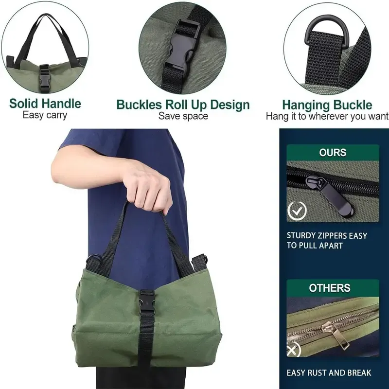 Portable Canvas Tool Bag, Multi-Functional Car Storage Pouch, Electrician Tool Bag, Hardware Tools Organizer, Durable Fabric Container, Tool Pockets
