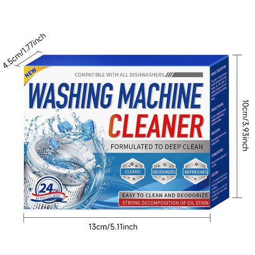 Washing Machine CleanerDescaler - 24 high-efficiency cleaning tablets, compatible with all brands of washing machines, safely removes dirt, bacteria, and other contaminants. Suitable for all brands of washing machines, one-year supply.