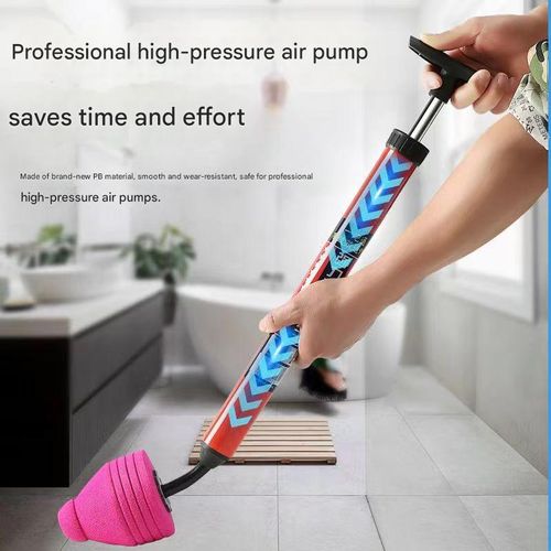 A powerful toilet plunger and drain cleaner, a toilet unclogging tool and sewer pipe cleaner with strong suction and air pressure.