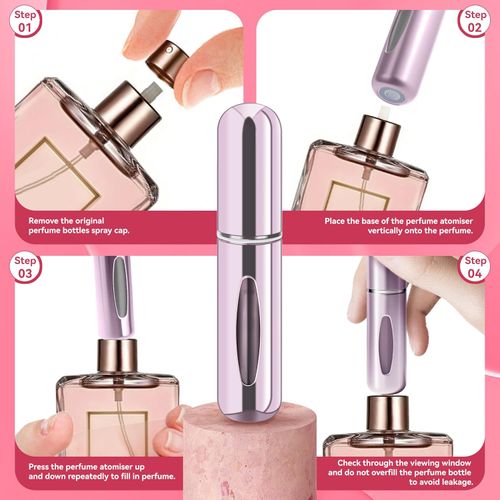 Mini refillable perfume spray bottle, refillable perfume spray, with refill pump case, perfect for travel and outings (5ml, 4-pack)