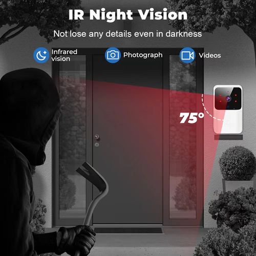 Smart video doorbell with wireless remote monitoring and high-definition night vision.