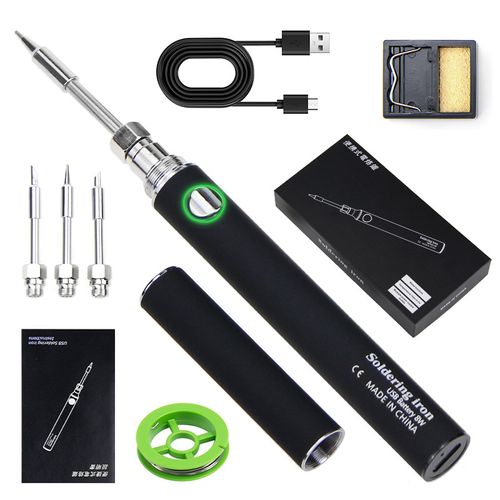 Cordless Soldering Iron Kit, USB Portable Soldering Iron, 3 Temperature Adjustment, 1100mAh Rechargeable Battery for Home Appliance Repair, DIY