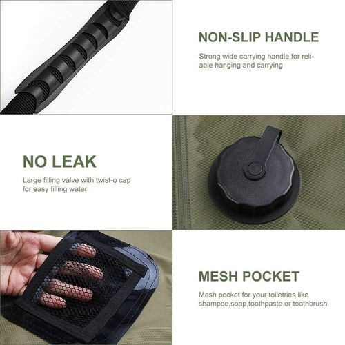 Portable Solar-Heated Camping Shower: 20L Hanging Shower Bag for Camping, Water Outages, Rinsing Gear