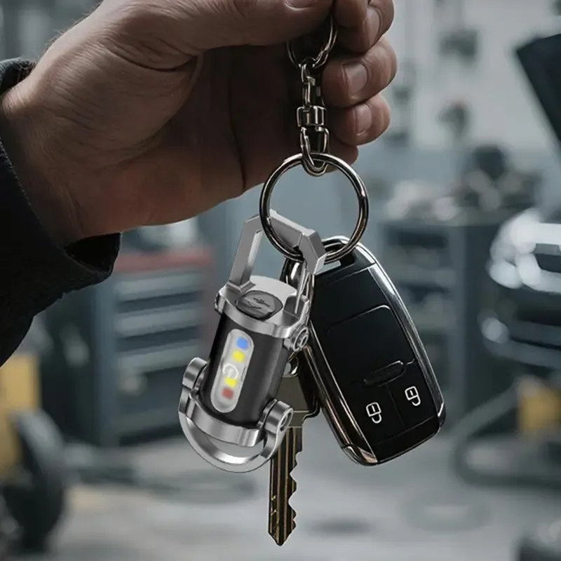 Portable Led Flashlight Usb Rechargeable Work Light Key Ring Pendant Led Flashlight