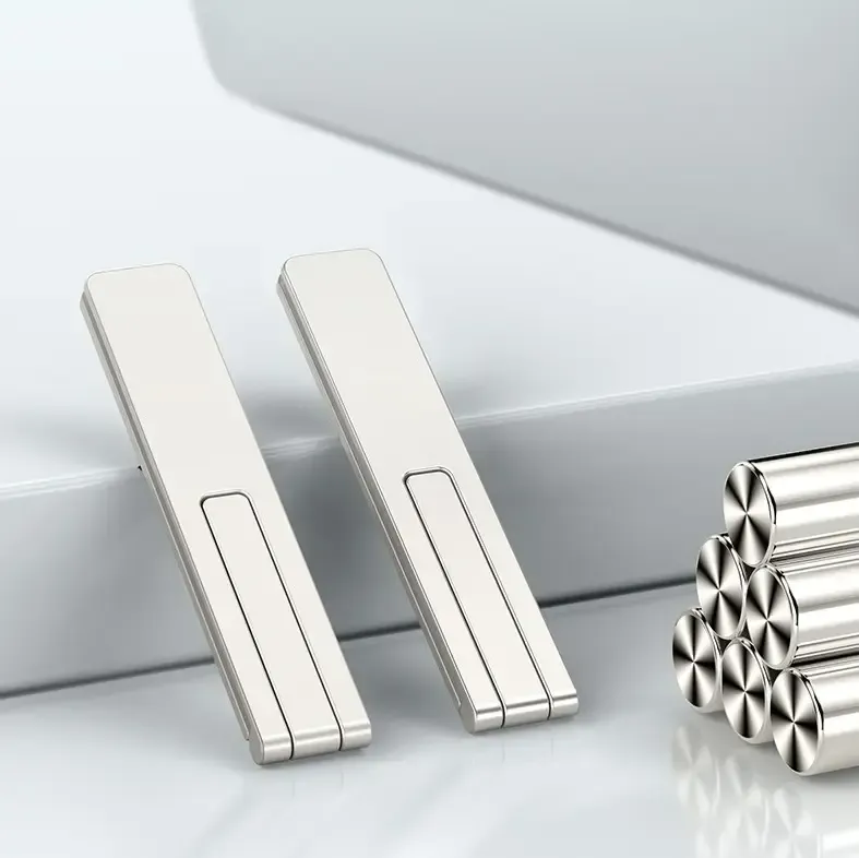 Mini phone stand, foldable, invisible, and portable metal phone holder, suitable for desktop use and compatible with all mobile phones.