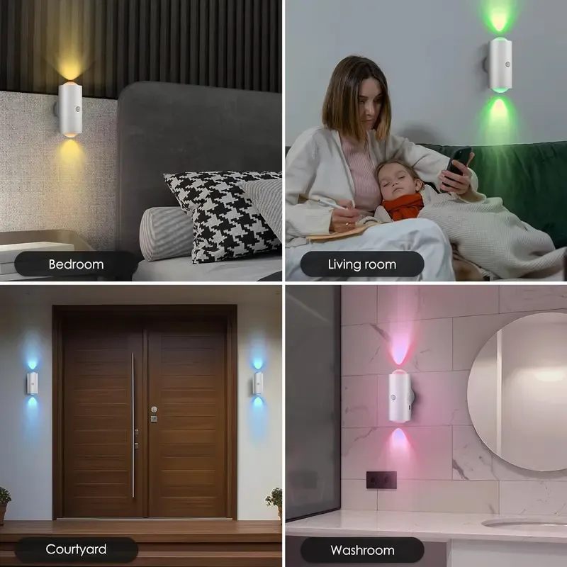 Rechargeable LED Motion Sensor Night Light – 7 ambient colors, automatic on, long battery life, can be pasted anywhere, no socket required – cozy, plug-free lighting for bedrooms, bathrooms, staircases, and more!