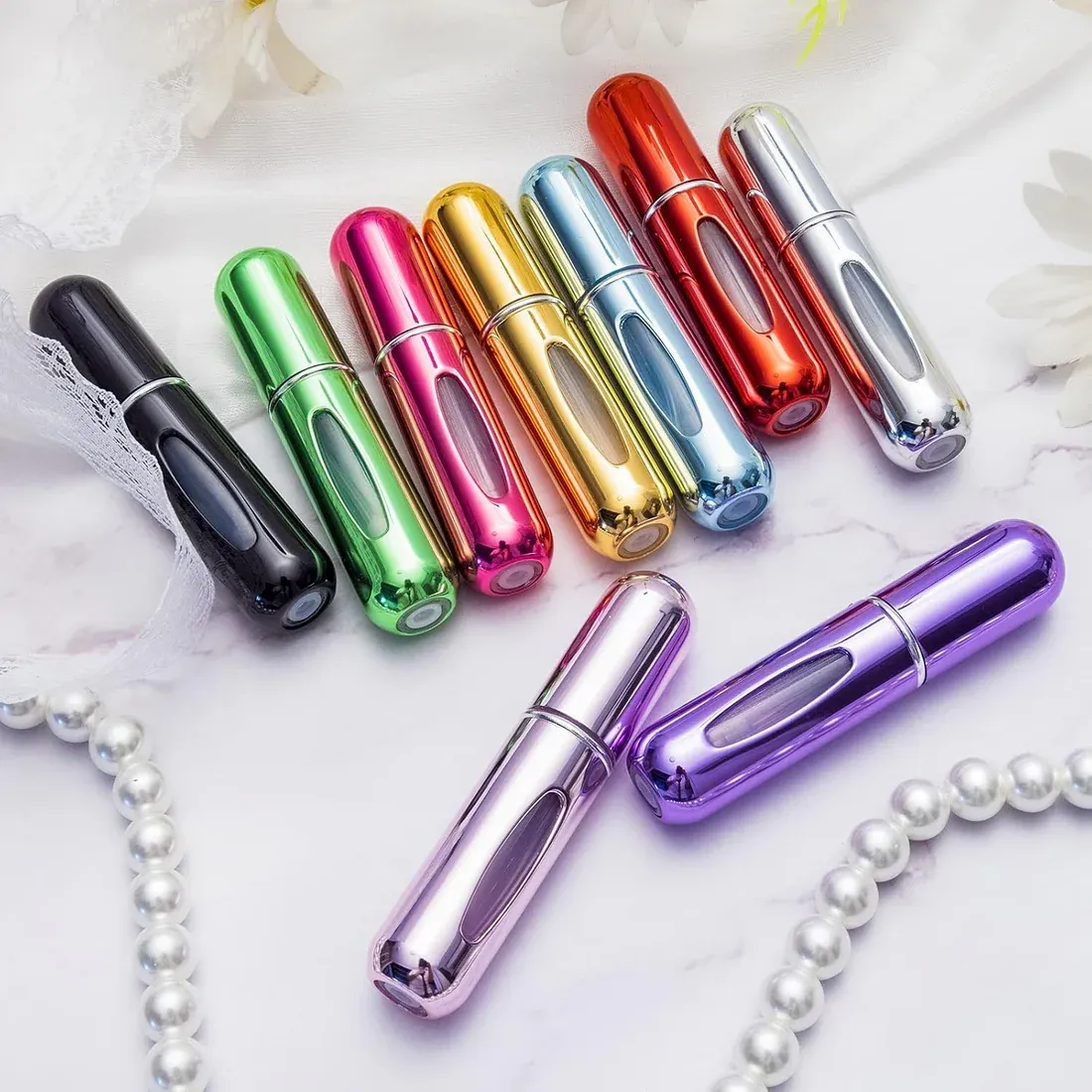 Mini refillable perfume spray bottle, refillable perfume spray, with refill pump case, perfect for travel and outings (5ml, 4-pack)