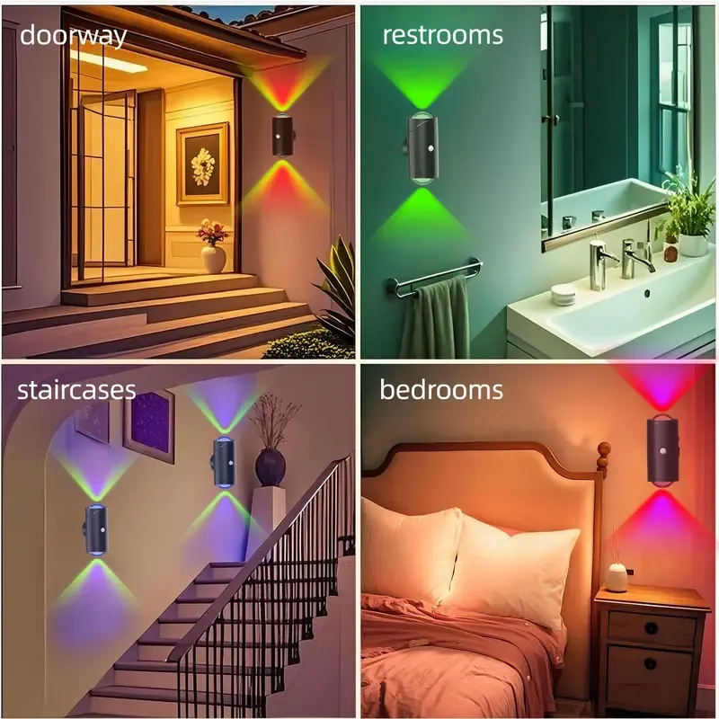 Rechargeable LED Motion Sensor Night Light – 7 ambient colors, automatic on, long battery life, can be pasted anywhere, no socket required – cozy, plug-free lighting for bedrooms, bathrooms, staircases, and more!