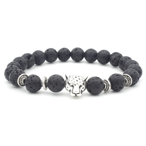 Volcanic stone lion and leopard handmade bracelet