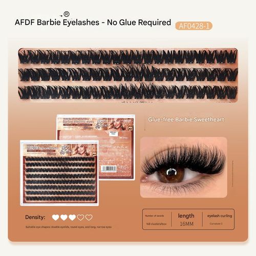 Barbie-style electric eye effect, glue-free false eyelashes, thick and voluminous, segmented design, large capacity.